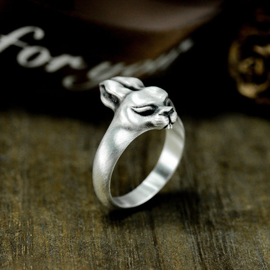 Cat Face Ring ¨C 925 Silver Handmade