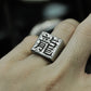 Chinese Seal Style Ring with Ancient Script ¨C 925 Sterling Silver Handmade