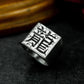 Chinese Seal Style Ring with Ancient Script ¨C 925 Sterling Silver Handmade