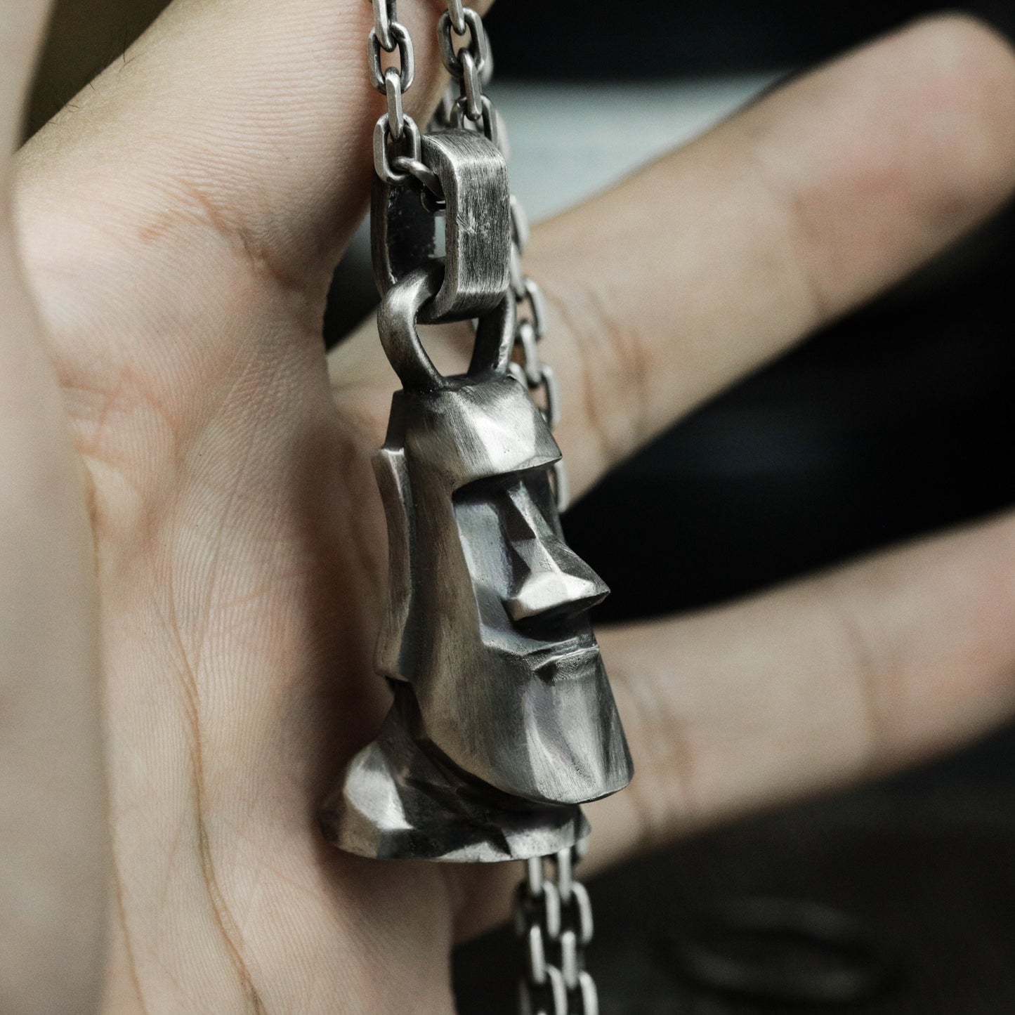 Moai Totem Pendant ¨C 925 Sterling Silver Handmade