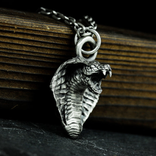 Cobra Head Pendant with Flared Hood ¨C 925 Sterling Silver Handmade