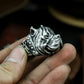 Bulldog Ring - 925 Silver Handmade Wrinkled Warrior