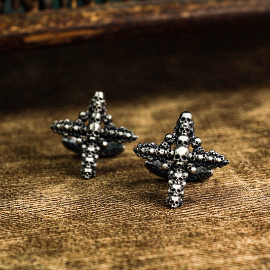 Skull Cross Cufflinks, 925 Silver Handmade