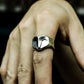 Warrior Mask Ring with Bold Lines - 925 Sterling Silver Handmade