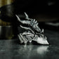 Horned Demon Ring with Gothic Carving ¨C 925 Sterling Silver Handmade