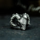 Ram Skull Ring with Mechanical Plating ¨C 925 Sterling Silver Handmade