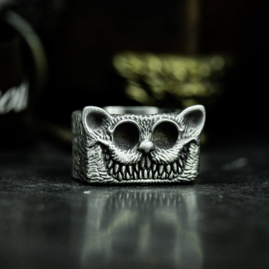 Grinning Cat Ring - 925 Silver Handmade