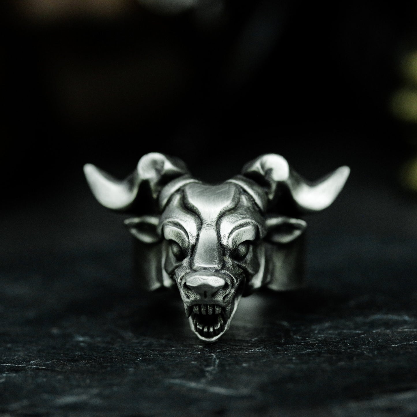 Demonic Bull Ring - 925 Silver Handmade Dark Totem