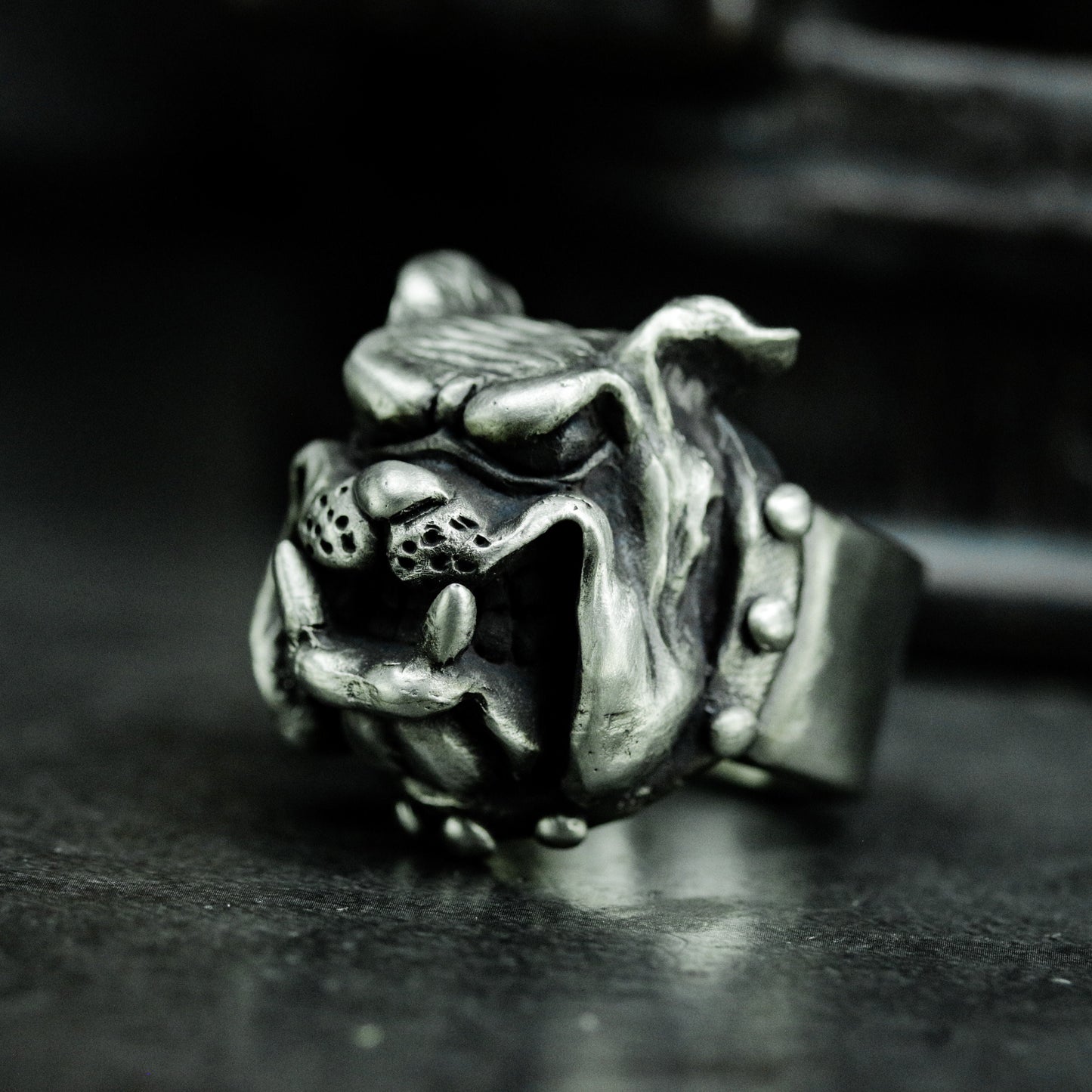 Snarling Bulldog Ring - 925 Silver Handmade Fierce Companion