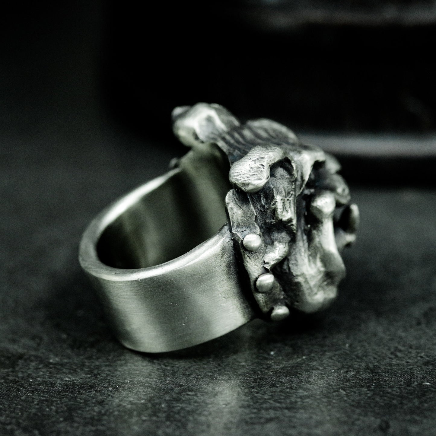 Snarling Bulldog Ring - 925 Silver Handmade Fierce Companion