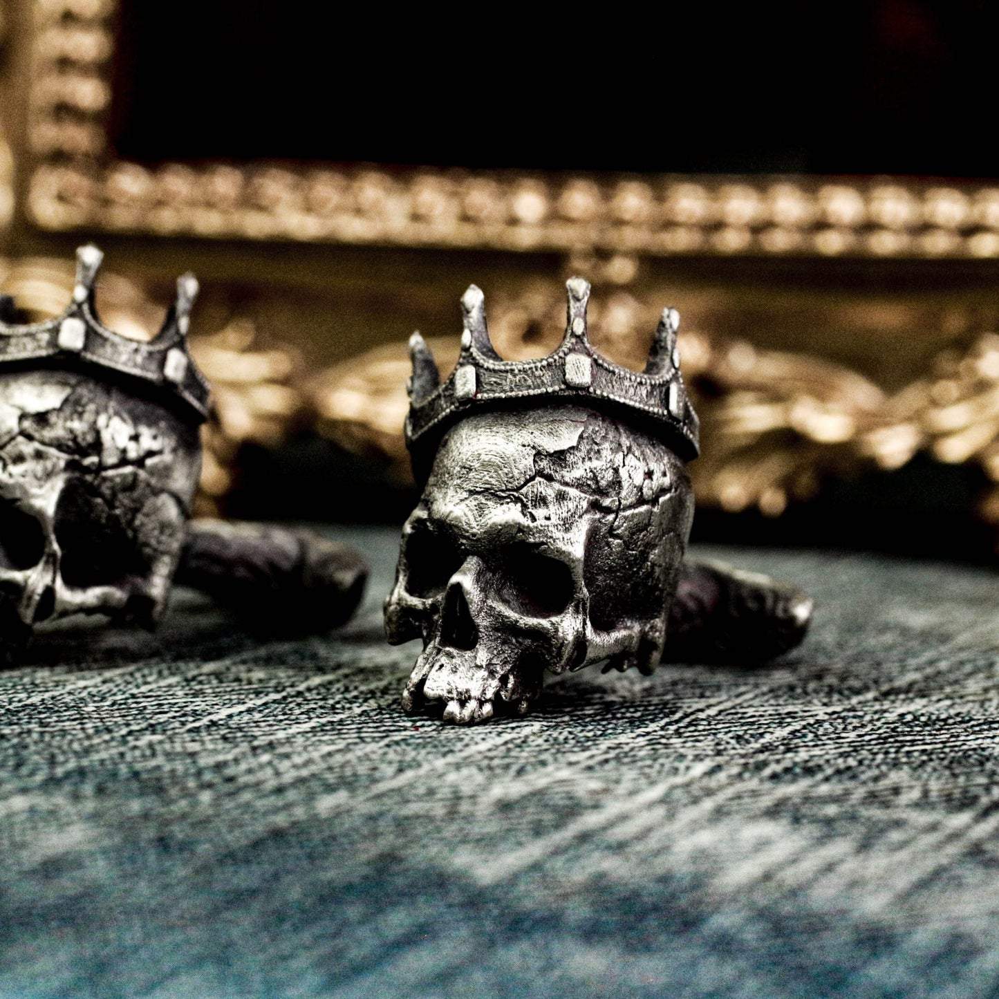 Crown Skull Cufflinks - 925 Silver Handmade