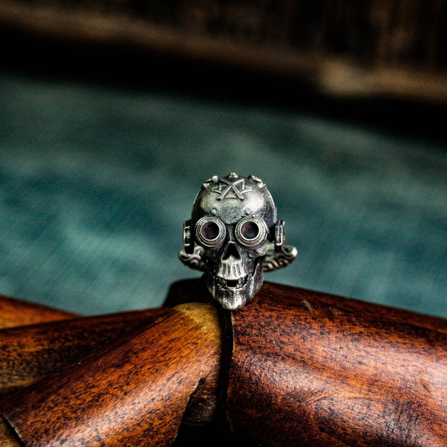 Gas Mask Skull Cufflinks - Handmade 925 Sterling Silver