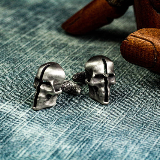 Cross Skull Cufflinks - 925 Silver Handmade