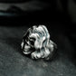Long-Haired Skull Ring with Flowing Hood ¨C 925 Sterling Silver Handmade