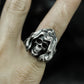 Long-Haired Skull Ring with Flowing Hood ¨C 925 Sterling Silver Handmade