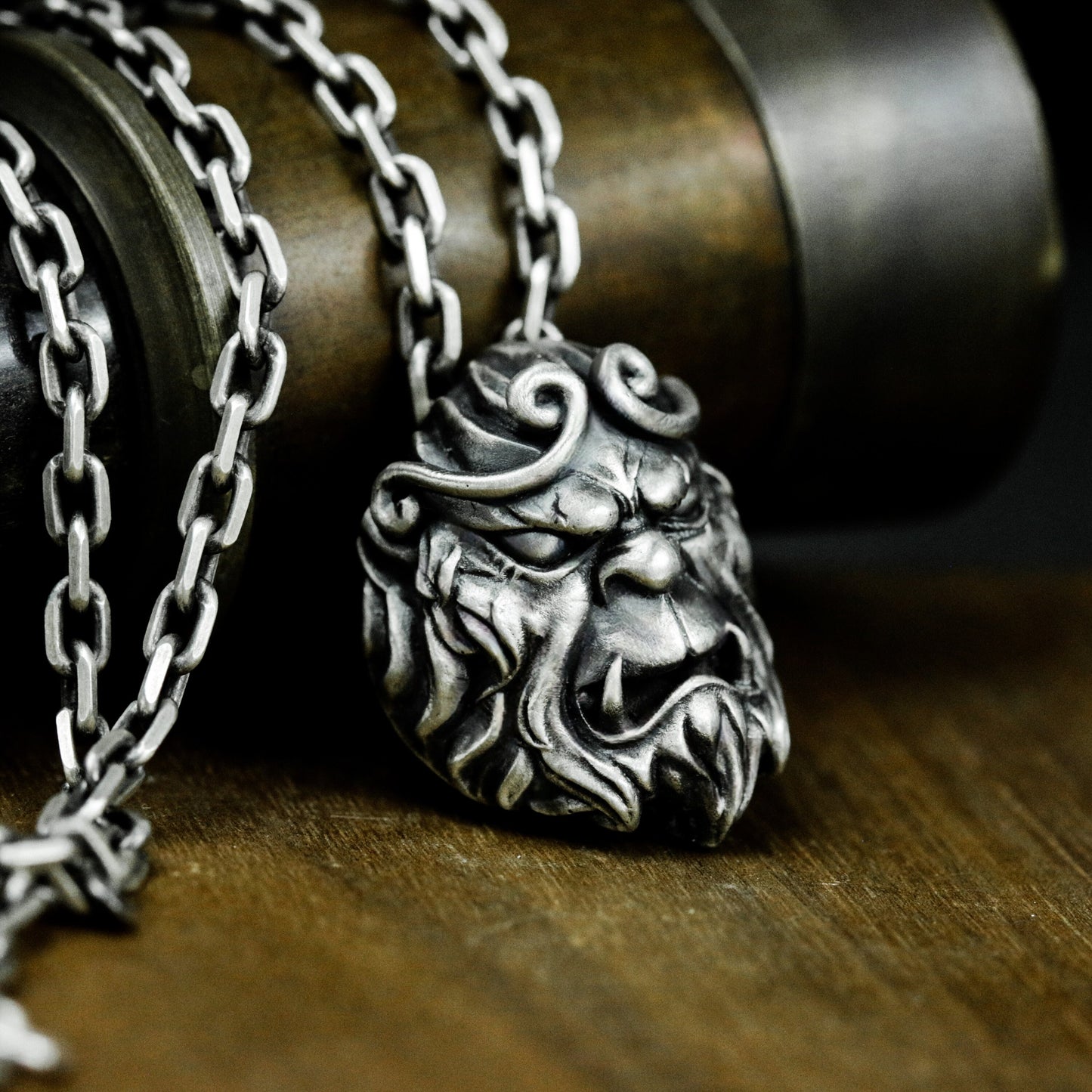Monkey King Pendant with Staff - 925 Sterling Silver Handmade