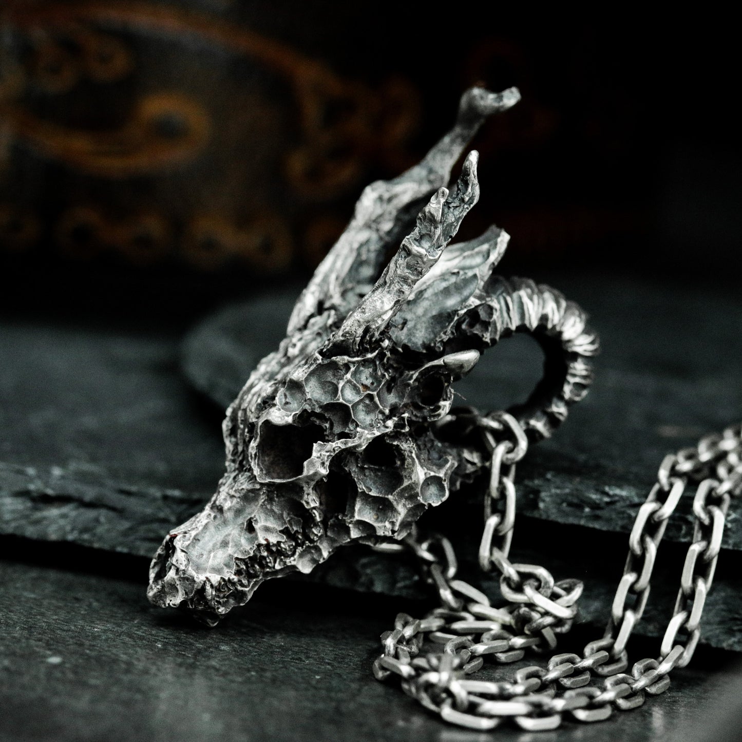 Bone Dragon Pendant ¨C 925 Sterling Silver Handmade