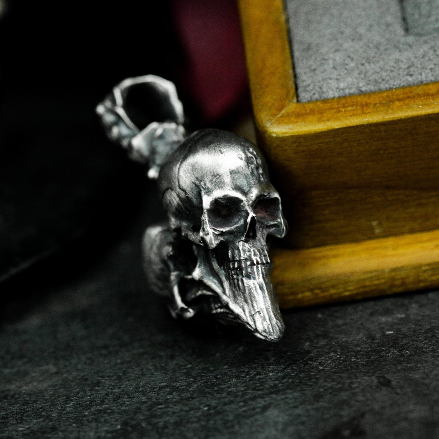 Inverted Heart Skull Pendant ¨C 925 Sterling Silver Handmade