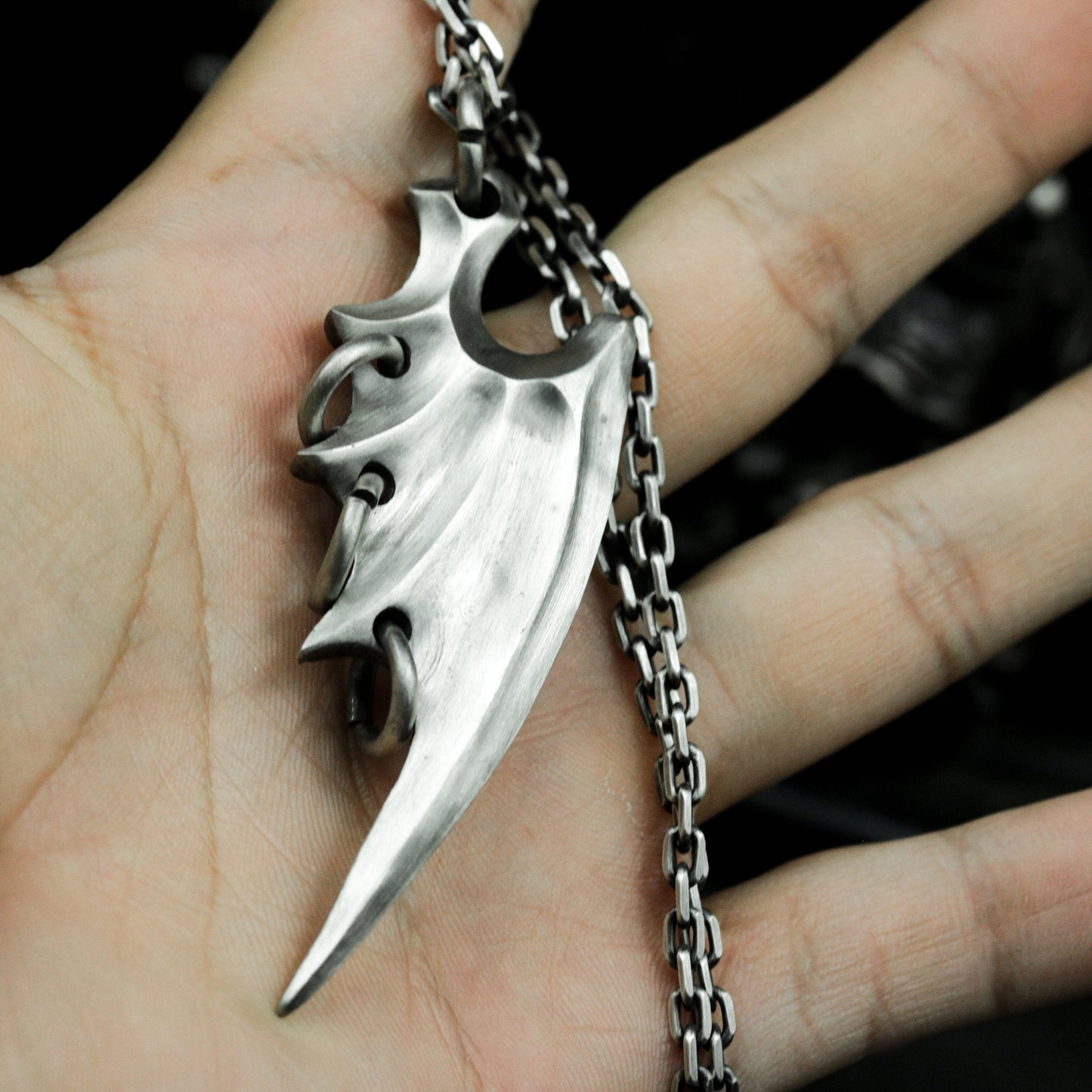 Dual-Style Bat Wing Pendant Set - 925 Sterling Silver Handmade