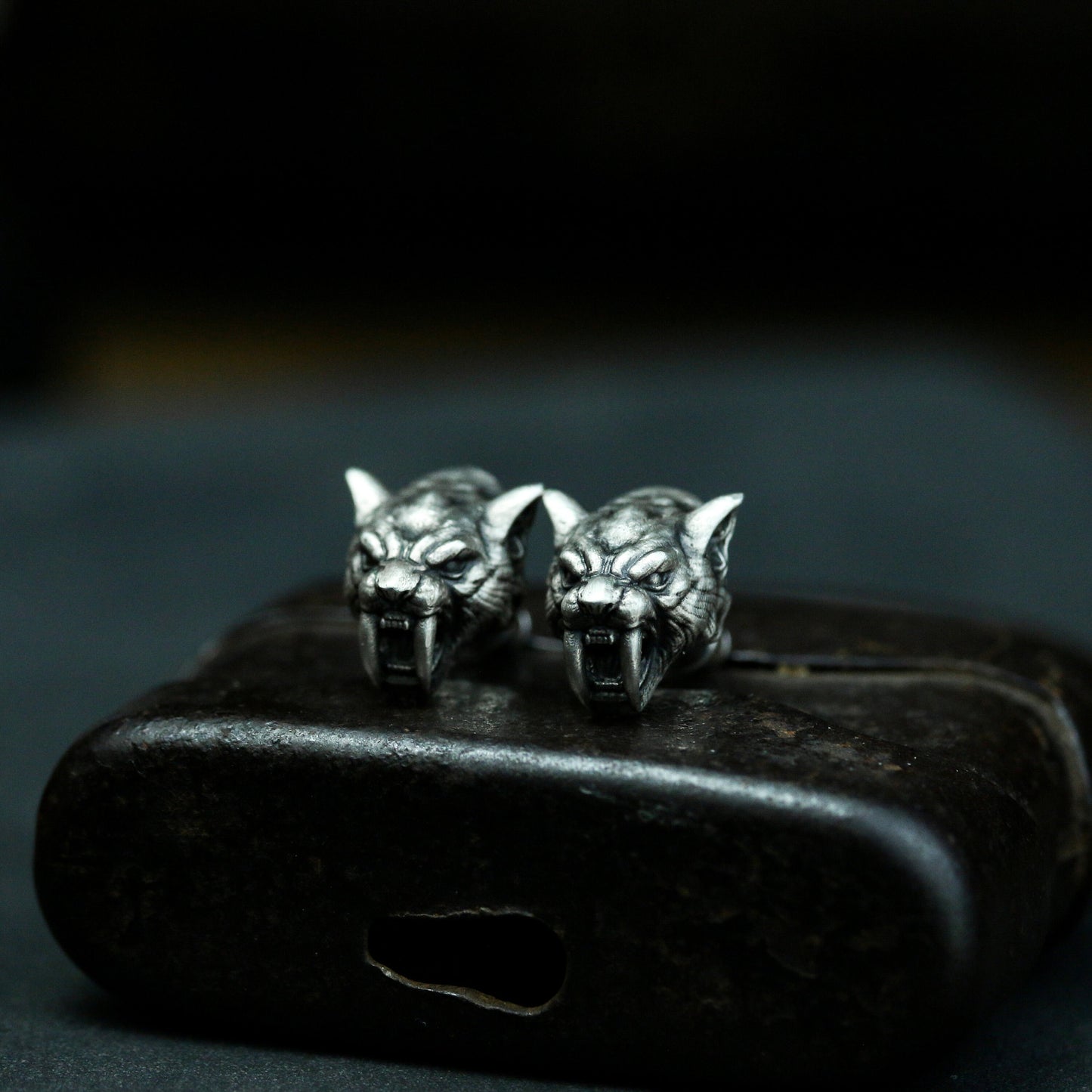 Saber-toothed Tiger Earrings - 925 Silver Handmade