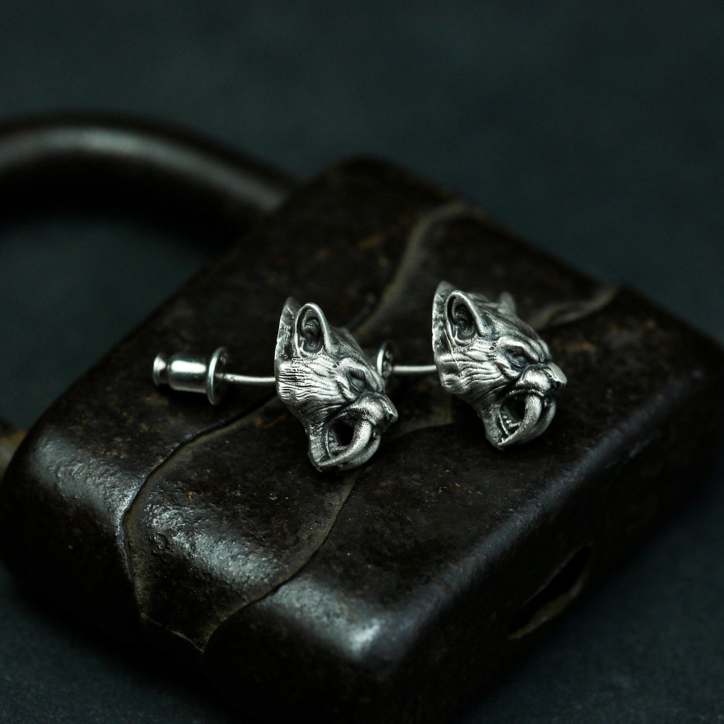 Saber-toothed Tiger Earrings - 925 Silver Handmade