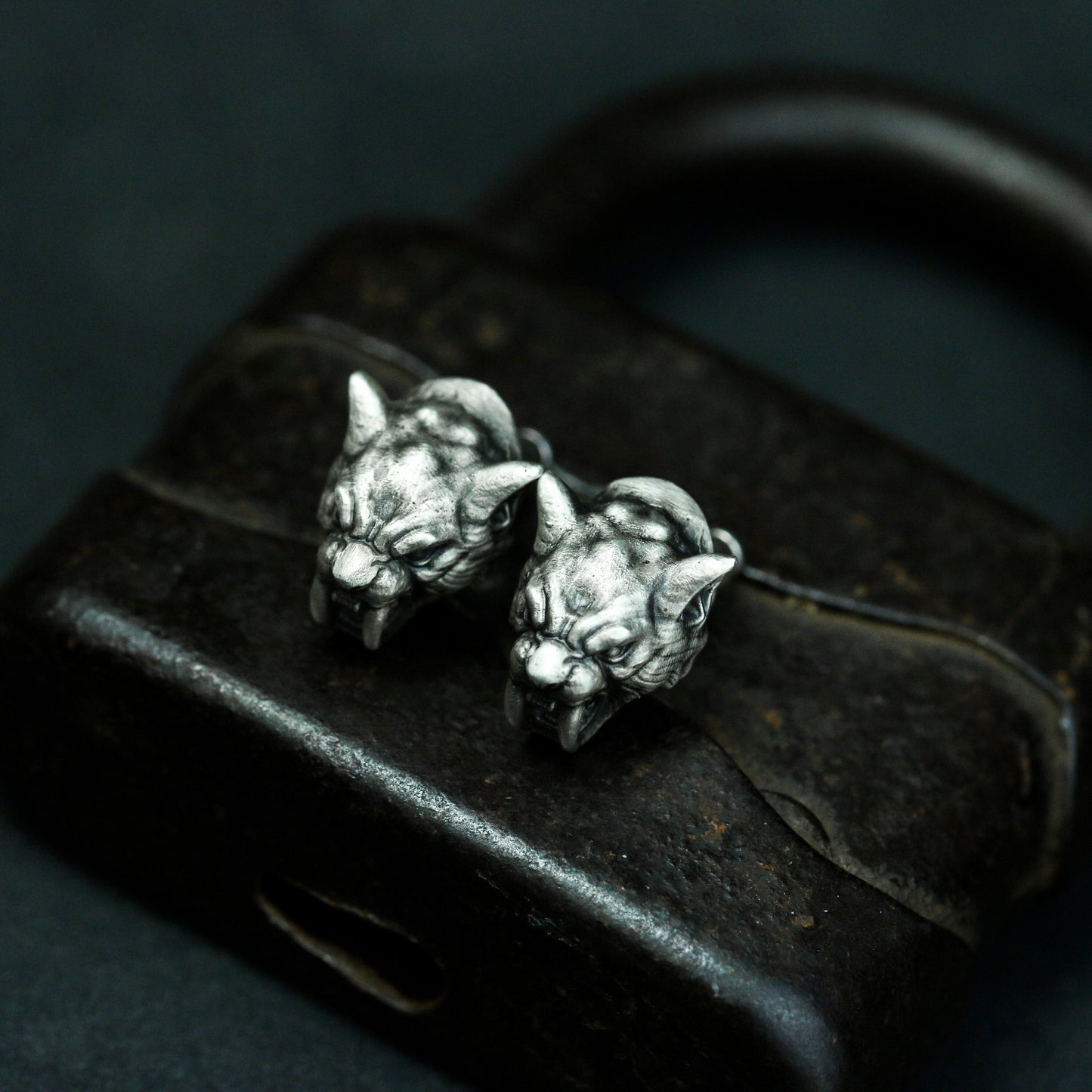 Saber-toothed Tiger Earrings - 925 Silver Handmade