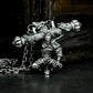Monkey King Crossed Weapons Pendant - 925 Sterling Silver Handmade