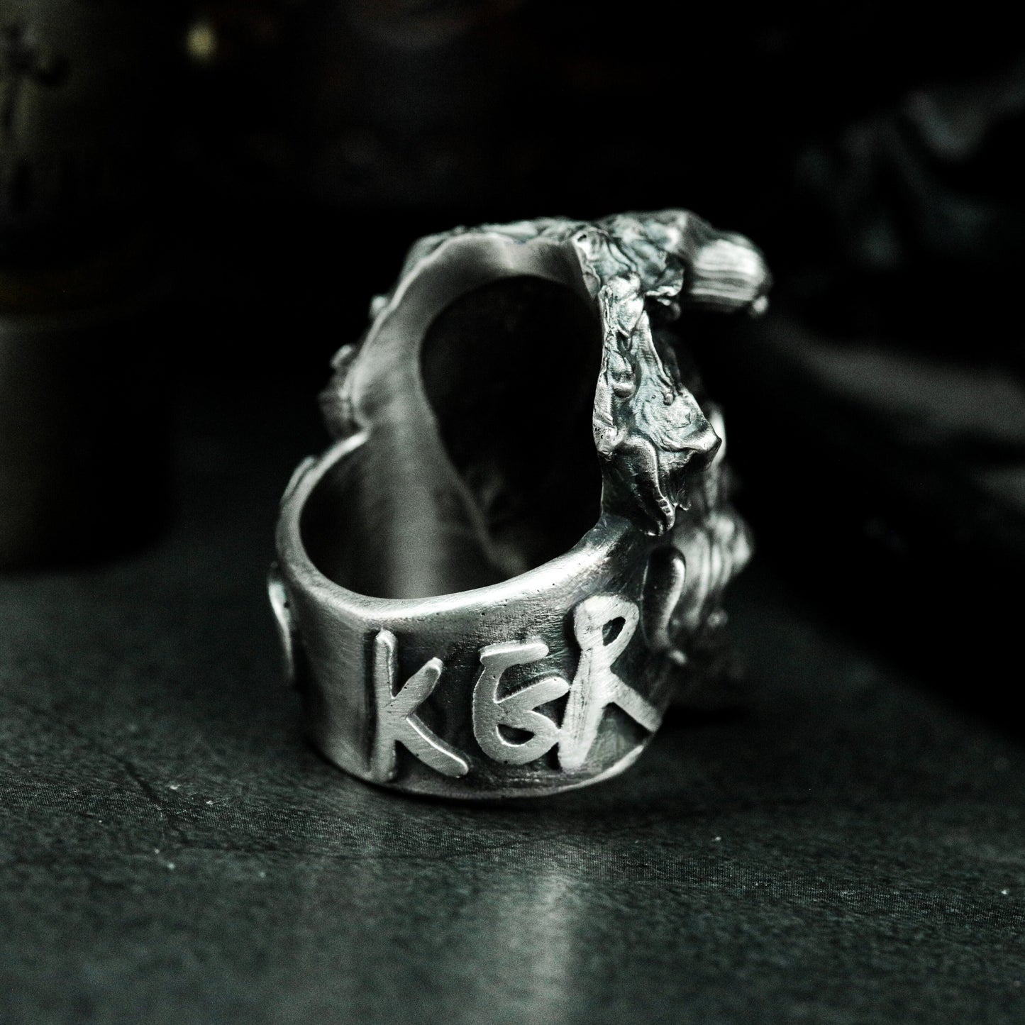 Evil Clown Grin Ring - 925 Sterling Silver Handmade Creepy