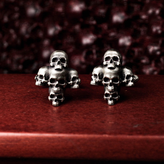 Cross Skull Cufflinks - Christian Design - 925 Sterling Silver Handmade