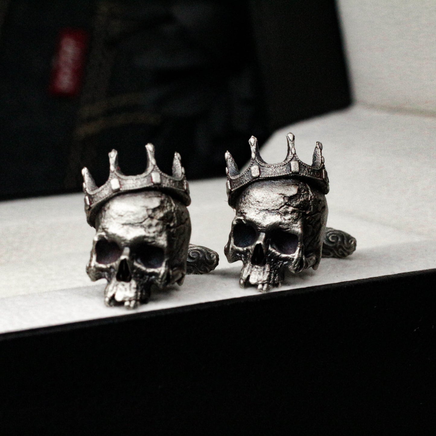 Crown Skull Cufflinks - 925 Silver Handmade
