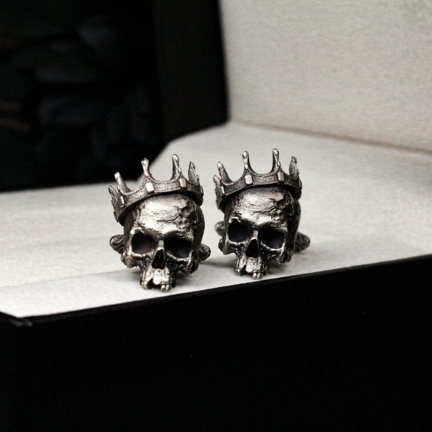 Crown Skull Cufflinks - 925 Silver Handmade