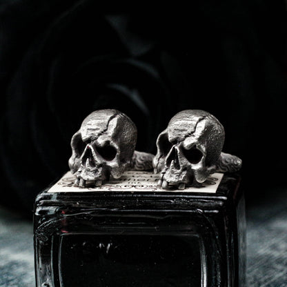 Mutilated Skull Cufflinks - 925 Sterling Silver Handmade