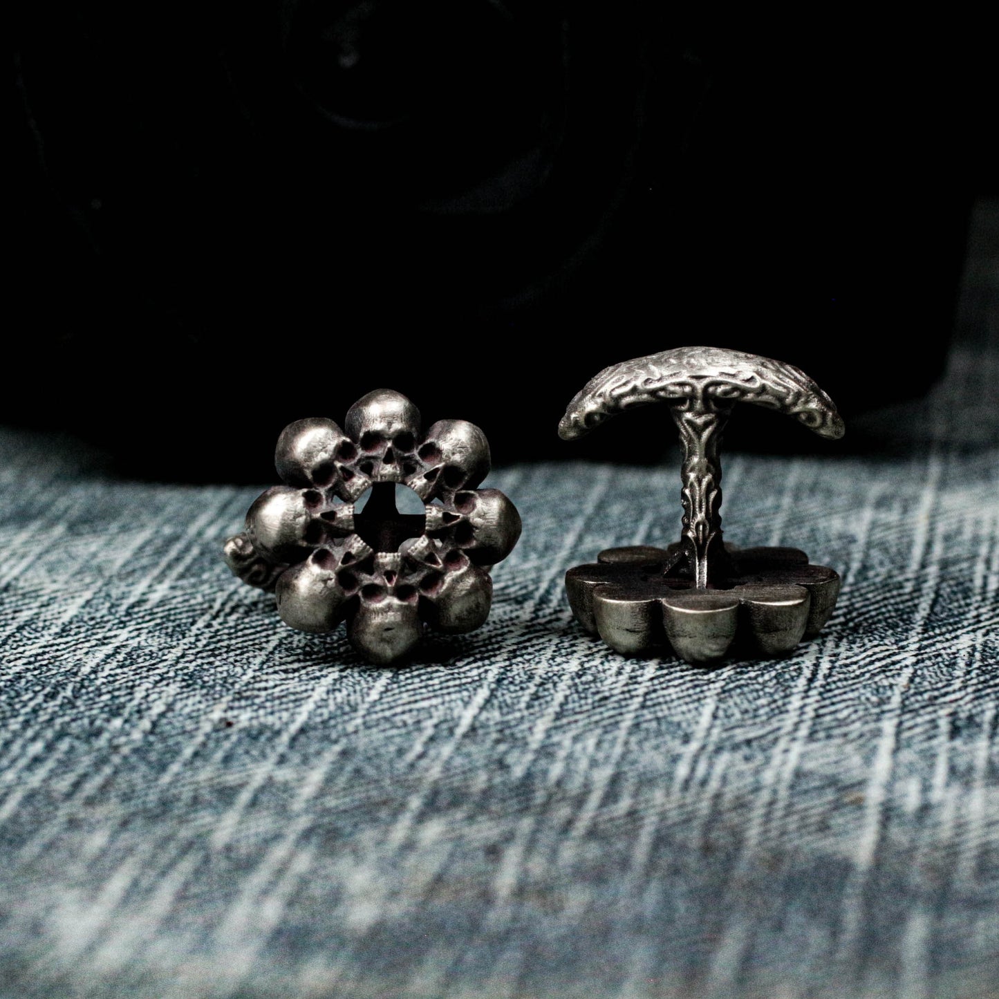 Skull Disc Cufflinks - 925 Silver Handmade