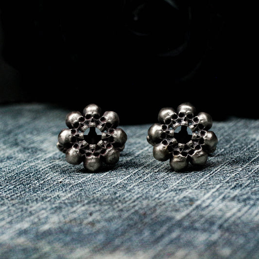 Skull Disc Cufflinks - 925 Silver Handmade
