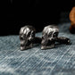 Warrior Skull Cufflinks, Abyssal Demon Design - 925 Sterling Silver Handmade