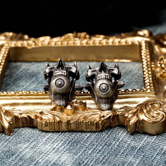 Demon Skull - evil eye Cufflinks - 925 Silver Handmade