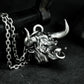 Snarling Bull Pendant - 925 Silver Handmade Wild Rage