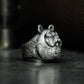 Lucky Pig Ring with Floral Patterns ¨C 925 Sterling Silver Handmade