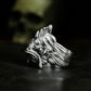 Grotesque Fish Face Ring with Textured Fins - 925 Sterling Silver Handmade