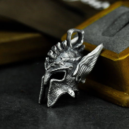 Valkyrie Winged Helmet Pendant - 925 Silver Handmade