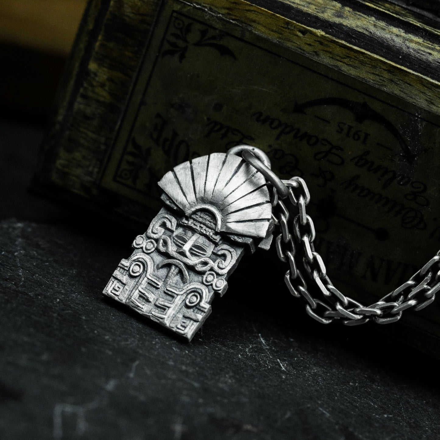 Temple Door Pendant with Radiant Crest - 925 Sterling Silver Handmade