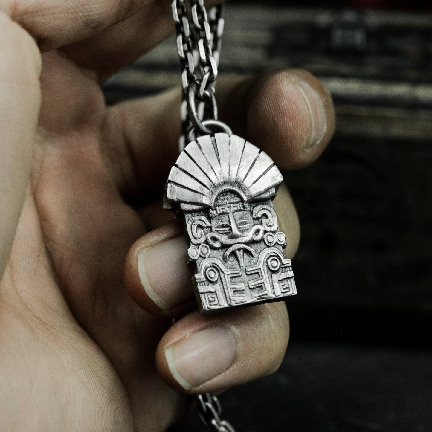 Temple Door Pendant with Radiant Crest - 925 Sterling Silver Handmade