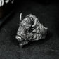 Bison Head Ring with Realistic Texture - 925 Sterling Silver Handmade