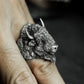 Bison Head Ring with Realistic Texture - 925 Sterling Silver Handmade
