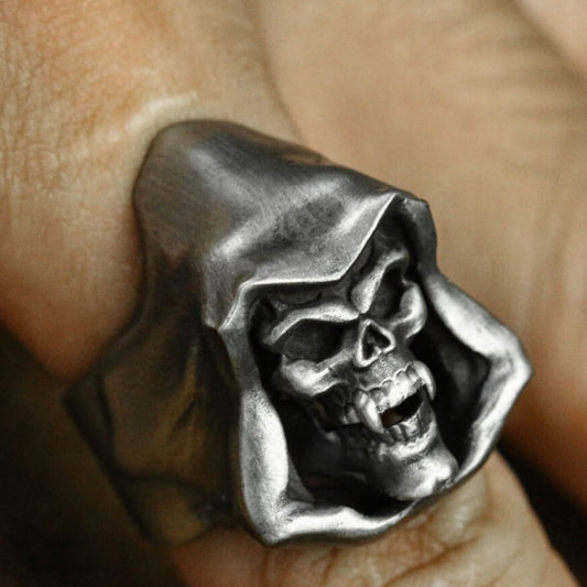 Hooded Skull Ring ¨C Handmade 925 Silver Grim Spirit Band
