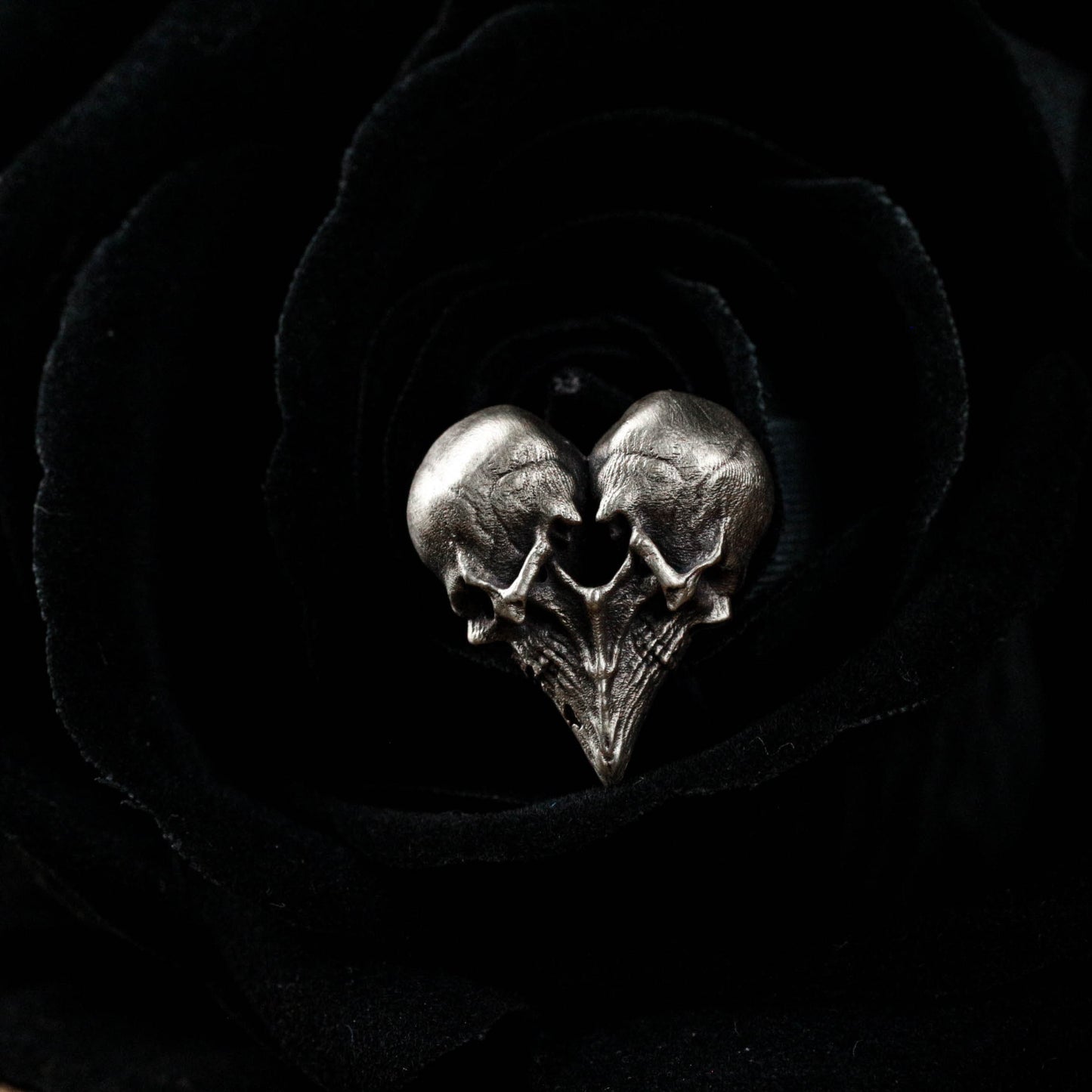 Heart Skull Cufflinks - 925 Sterling Silver Handmade