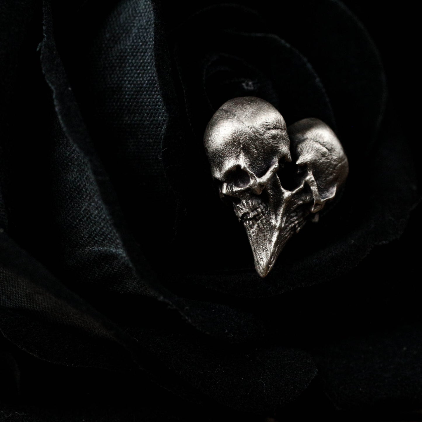 Heart Skull Cufflinks - 925 Sterling Silver Handmade