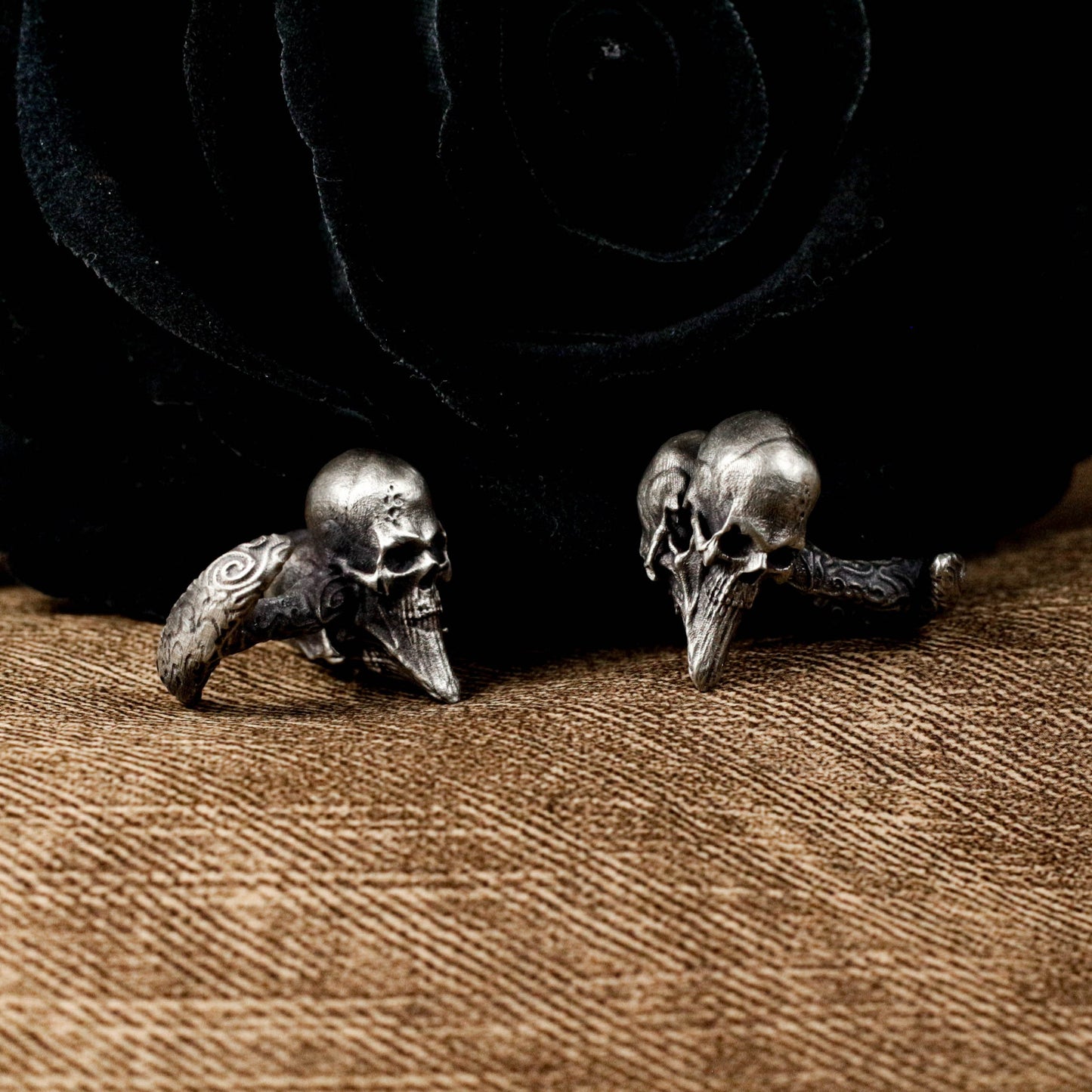 Heart Skull Cufflinks - 925 Sterling Silver Handmade