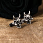 Three-Headed Demon Skull Cufflinks - 925 Sterling Silver Handmade