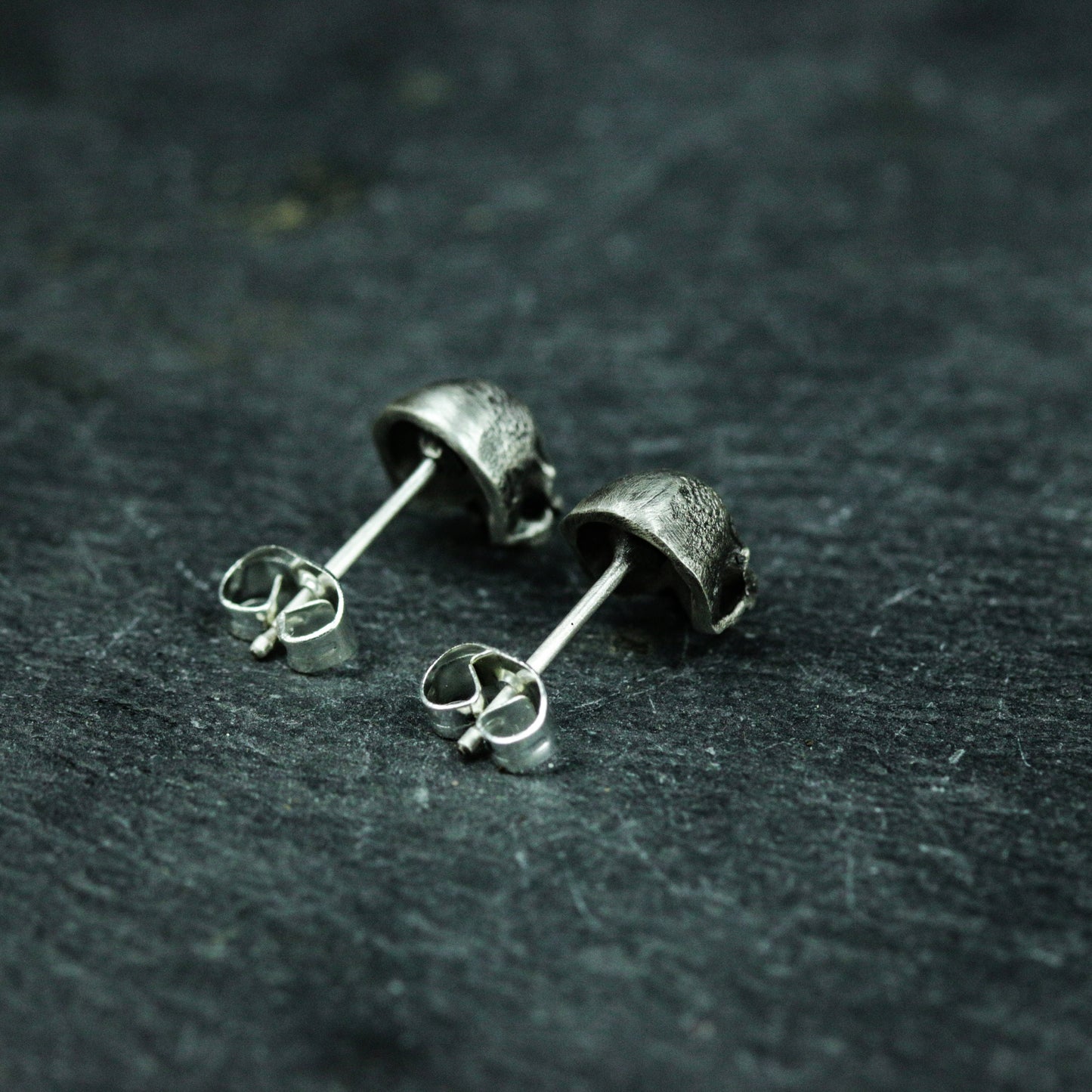 Mini Skull Stud Earrings ¨C Handmade 925 Silver Dark Gothic Earrings